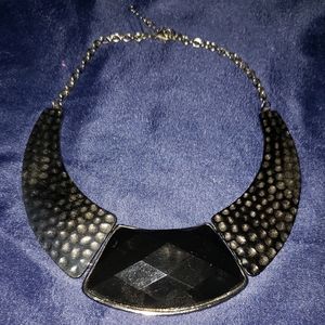 Textured gunmetal statement necklace